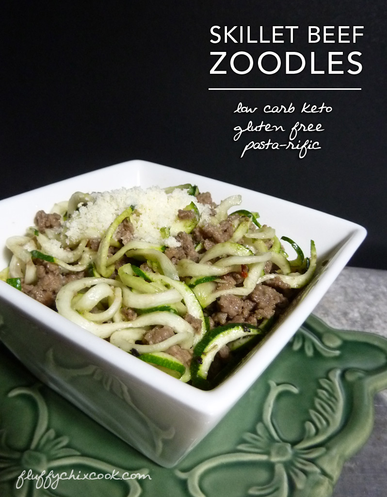 Skillet Beef with Zoodles – Low Carb Keto Hamburger Helper Goodness!  Fluffy Chix Cook