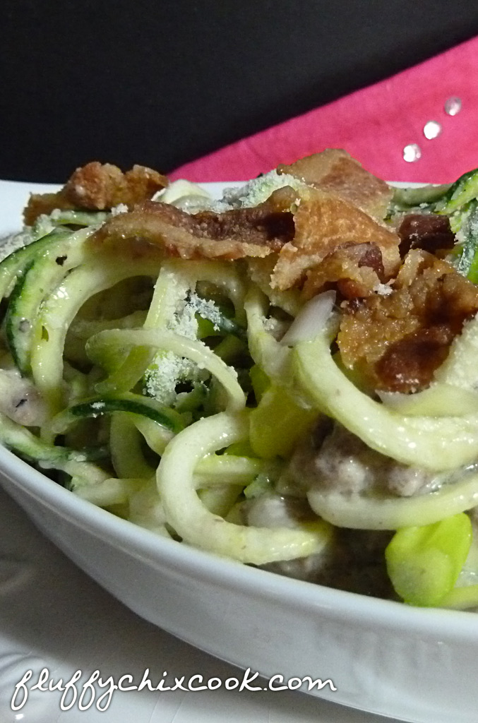 Beefy Alfredo Zoodles | Fluffy Chix Cook