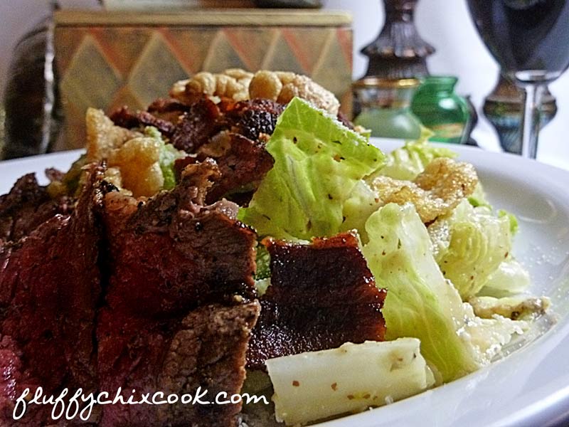 Low Carb Caesar Salad Recipe and Grilled Steak